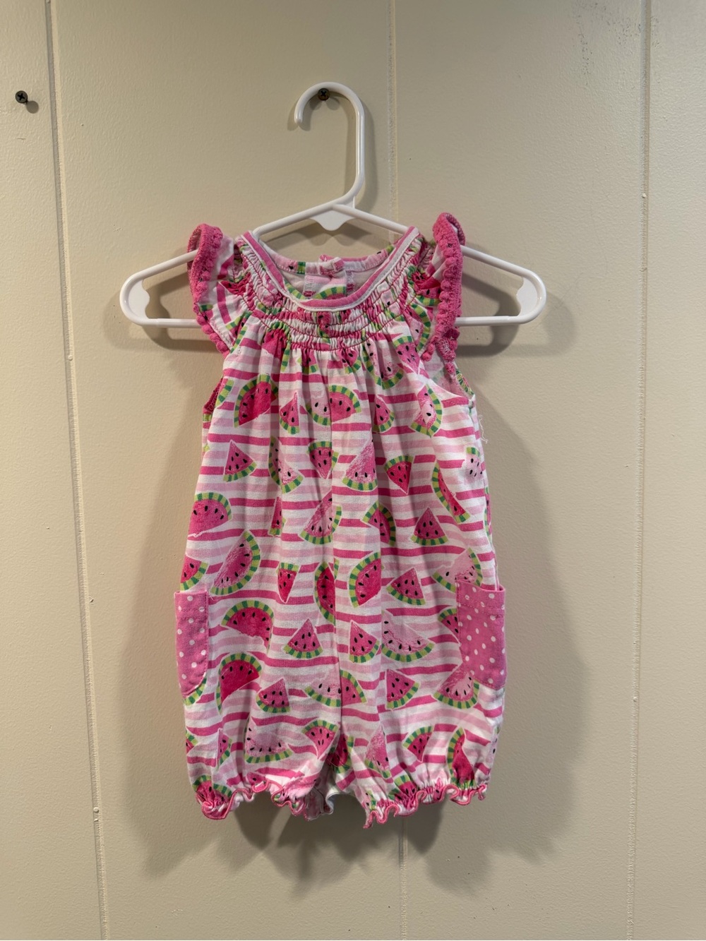 Goodlad Pink & Green Watermelon-Print Baby Romper